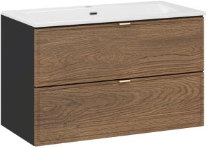 Comad Szafka pod umywalkę TALIA CASELLA 2S 80cm dąb casella/czarny mat COMAD 6