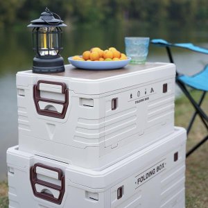 Składana skrzynia kempingowa z funkcją stołu szafki 2w1 50l Nils Camp NCB4002 14