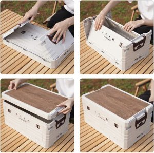 Składana skrzynia kempingowa z funkcją stołu szafki 2w1 50l Nils Camp NCB4002 2