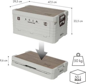 Składana skrzynia kempingowa z funkcją stołu szafki 2w1 50l Nils Camp NCB4002 3