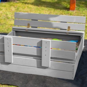 Springos Piaskownica zamykana 100x100 cm drewno impregnowane, z włókniną i plandeką UNIWERSALNY 32