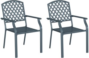 vidaXL Fotel ogrodowy Ciemnoszary Metal 56 x 65 x 89 cm Trwały 2