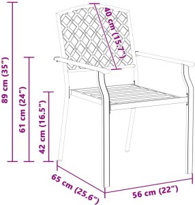 vidaXL Fotel ogrodowy Ciemnoszary Metal 56 x 65 x 89 cm Trwały 9