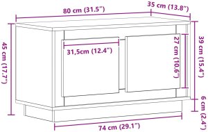 vidaXL Szafka RTV Czarny dąb Drewno inżynieryjne 80 x 35 x 45 cm 10