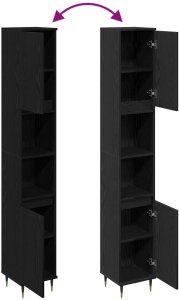 vidaXL Szafka łazienkowa Czarny dąb Drewno inżynieryjne 30 x 30 x 190 cm 9