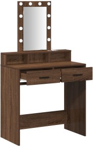 vidaXL Toaletka Brązowy dąb Lite drewno dębowe 79 x 41 x 140 cm Lustro 4