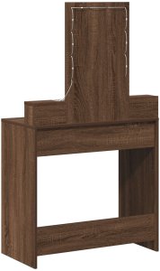 vidaXL Toaletka Brązowy dąb Lite drewno dębowe 79 x 41 x 140 cm Lustro 7