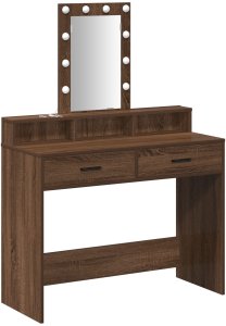 vidaXL Toaletka Brązowy dąb Drewno inżynieryjne 100 x 41 x 140 cm Lustro 2