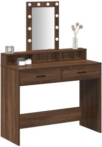 vidaXL Toaletka Brązowy dąb Drewno inżynieryjne 100 x 41 x 140 cm Lustro 3