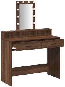 vidaXL Toaletka Brązowy dąb Drewno inżynieryjne 100 x 41 x 140 cm Lustro 4
