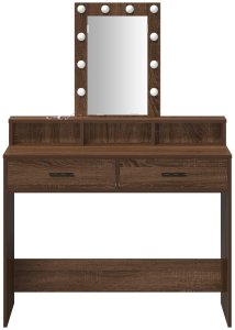 vidaXL Toaletka Brązowy dąb Drewno inżynieryjne 100 x 41 x 140 cm Lustro 5