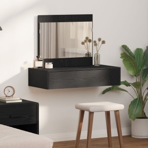 vidaXL Toaletka Czarne dębowe Materiał drewnopochodny 83 x 40 x 70 cm 1