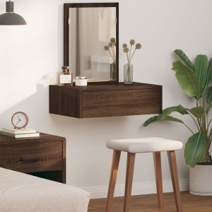 toaletka vidaXL brązowy dąb lite drewno dębowe 60 x 40 x 70 cm lustro 1