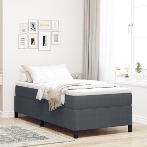 Rama łóżka vidaXL Ciemnoszara Drewno 90 x 190 x 35 cm Minimalistyczna 1