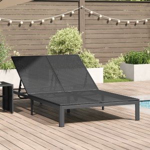 vidaXL Leżak Czarny Wiklina 200 x 109 x 27,5 cm Składany 1
