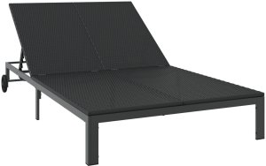 vidaXL Leżak Czarny Wiklina 200 x 109 x 27,5 cm Składany 2