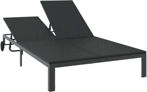vidaXL Leżak Czarny Wiklina 200 x 109 x 27,5 cm Składany 4