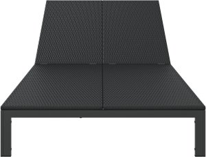 vidaXL Leżak Czarny Wiklina 200 x 109 x 27,5 cm Składany 5