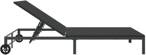 vidaXL Leżak Czarny Wiklina 200 x 109 x 27,5 cm Składany 6