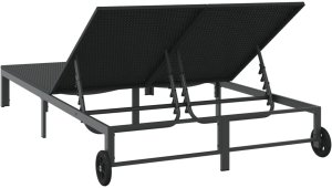 vidaXL Leżak Czarny Wiklina 200 x 109 x 27,5 cm Składany 7