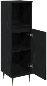 vidaXL Szafka Łazienkowa Czarny dąb Lite drewno 30 x 30 x 100 cm 5