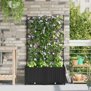 vidaXL Donice ogrodowe Czarny Plastik 80 x 40 x 143 cm Donice 1
