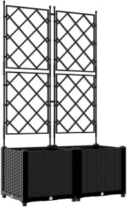 vidaXL Donice ogrodowe Czarny Plastik 80 x 40 x 143 cm Donice 2