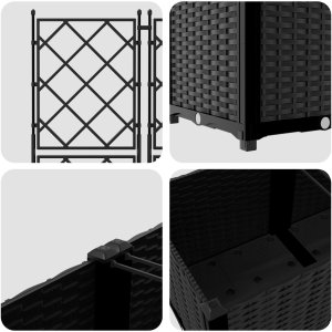 vidaXL Donice ogrodowe Czarny Plastik 80 x 40 x 143 cm Donice 7