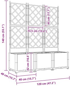 vidaXL Donice ogrodowe Czarny Plastik 120 x 40 x 143 cm Wytrzymała 8