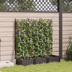 vidaXL Donice ogrodowe Ciemnobrązowa Żywica 120 x 40 x 125.5 cm Donice 1