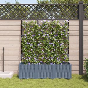 vidaXL Donice ogrodowe Jasnoszary Poliżywica 120 x 40 x 143 cm Donice 3