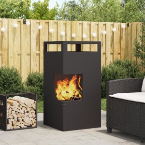 vidaXL Piecyk na drewno Czarny Stal 50 x 50 x 100 cm Trwały 1