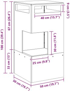 Palenisko ogrodowe vidaXL Piecyk na drewno Czarny Stal 50 x 50 x 100 cm Trwały 9