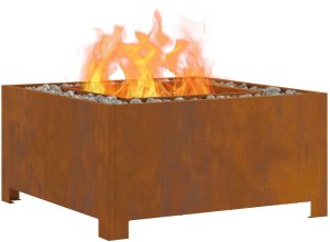 Palenisko ogrodowe vidaXL Ognisko Brązowe Stal 60 x 60 x 30 cm Oporne na ciepło 3