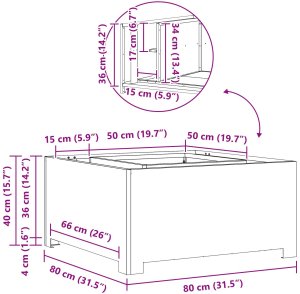 Palenisko ogrodowe vidaXL Kominek Ogrodowy Brązowy Stal zwietrzała 80 x 80 x 40 cm Trwały 10