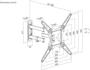 Equip 650413 uchwyt do telewizorów 139,7 cm (55") Czarny 8
