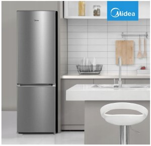 Midea Refrigerator | MERB276FGE02A | Energy efficiency class E | Free standing | Combi | Height 180 cm | No Frost system | Fridge net capacity 199 L | Freezer net capacity 71 L | 41 dB | Stainless steel 12