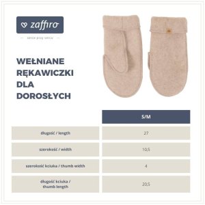 Zaffiro - Rękawiczki dla dorosłych Wełna premium S/M Beige U 1