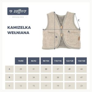 Zaffiro - Kamizelka 100% wełna - Baranek 74/80 Beige U 2