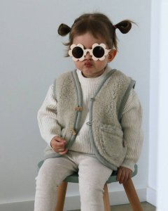 Zaffiro - Kamizelka 100% wełna - Baranek 74/80 Beige U 8