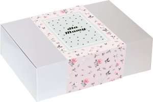 BOX zestaw prezentowy dla mamy "Kochana Mama". Najlepszy prezent upominek na Dzień Matki - zestaw herbat, świeca sojowa czekoladowa fanaberia, filiżanka ze spodkiem, kawa śmietankowa 200g, zestaw kaw 3
