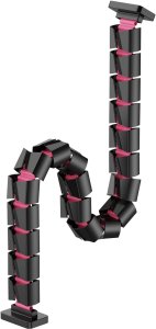 Organizer kabli, G�sia szyja z magnetycznym mocowaniem, czarno-r�owy, 1285mm, do sto��w z regulacj� wysoko�ci, Powerton 2