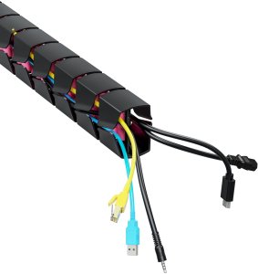 Organizer kabli, G�sia szyja z magnetycznym mocowaniem, czarno-r�owy, 1285mm, do sto��w z regulacj� wysoko�ci, Powerton 6