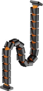 Organizer kabli, G�sia szyja z magnetycznym mocowaniem, czarno-pomara�czowy, 1285mm, do sto��w z regulacj� wysoko�ci, Powerton 2