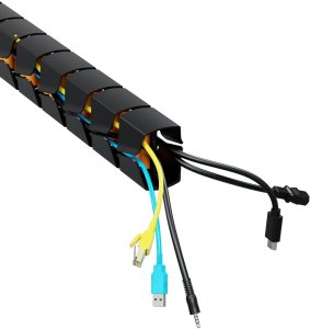 Organizer kabli, G�sia szyja z magnetycznym mocowaniem, czarno-pomara�czowy, 1285mm, do sto��w z regulacj� wysoko�ci, Powerton 6