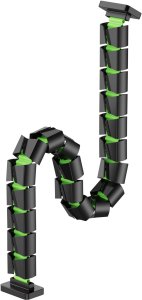 Organizer kabli, G�sia szyja z magnetycznym mocowaniem, czarno-zielony, 1285mm, do sto��w z regulacj� wysoko�ci, Powerton 2