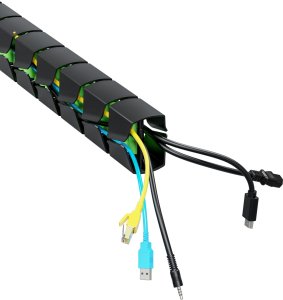 Organizer kabli, G�sia szyja z magnetycznym mocowaniem, czarno-zielony, 1285mm, do sto��w z regulacj� wysoko�ci, Powerton 6