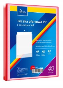 Teczka ofertowa A4 PP + 40 koszulek czerwona BT630-C40 tetis 1