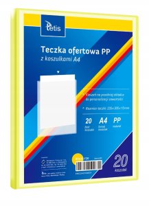 Teczka ofertowa A4 PP + 20 koszulek żółta BT630-Y20 tetis 1