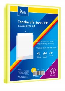Teczka ofertowa A4 PP + 40 koszulek żółta BT630-Y40 tetis 1